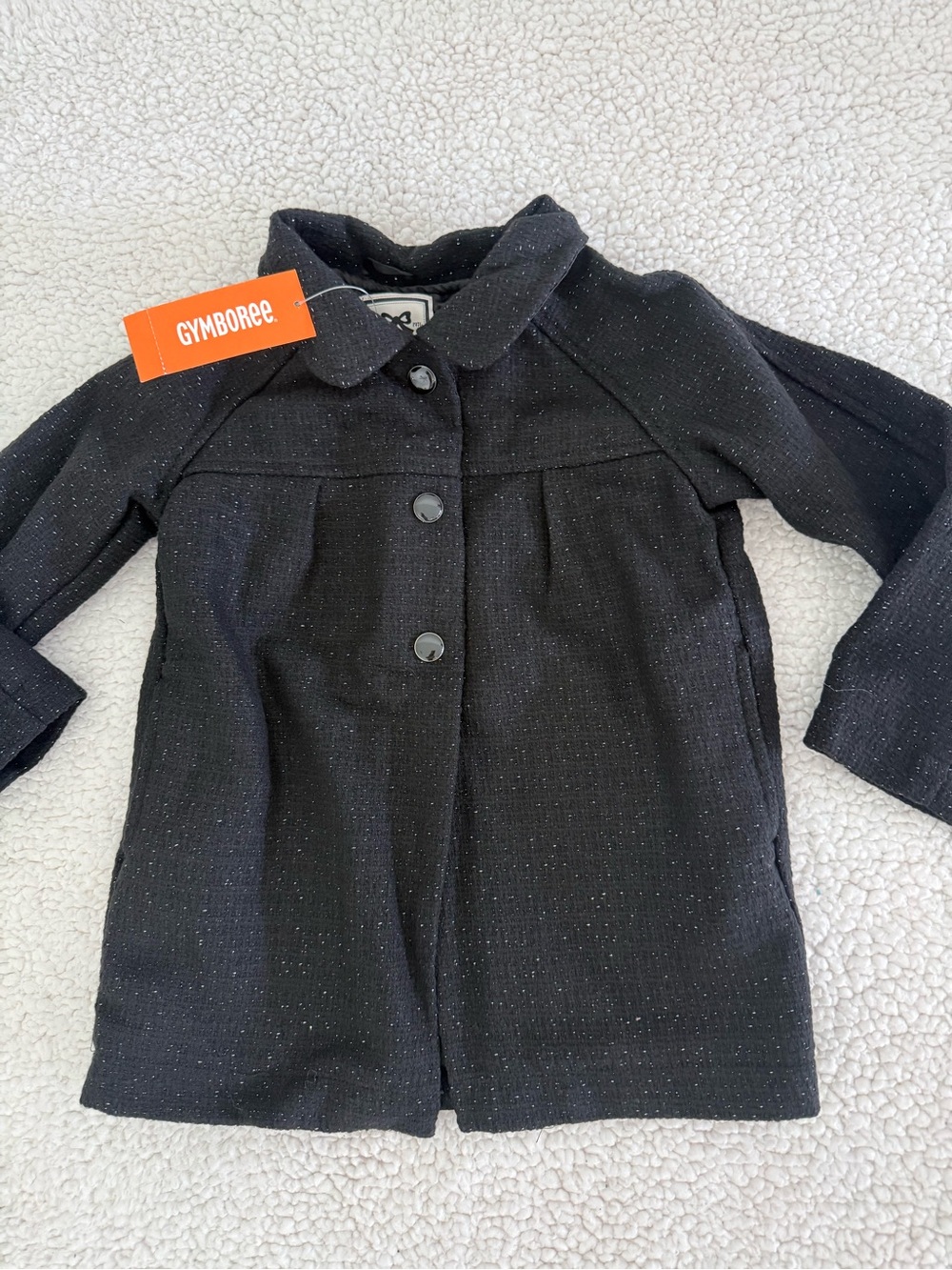 New Gymboree Black Girls Sz 4T-5T Sparkle Button-Front Pea Coat